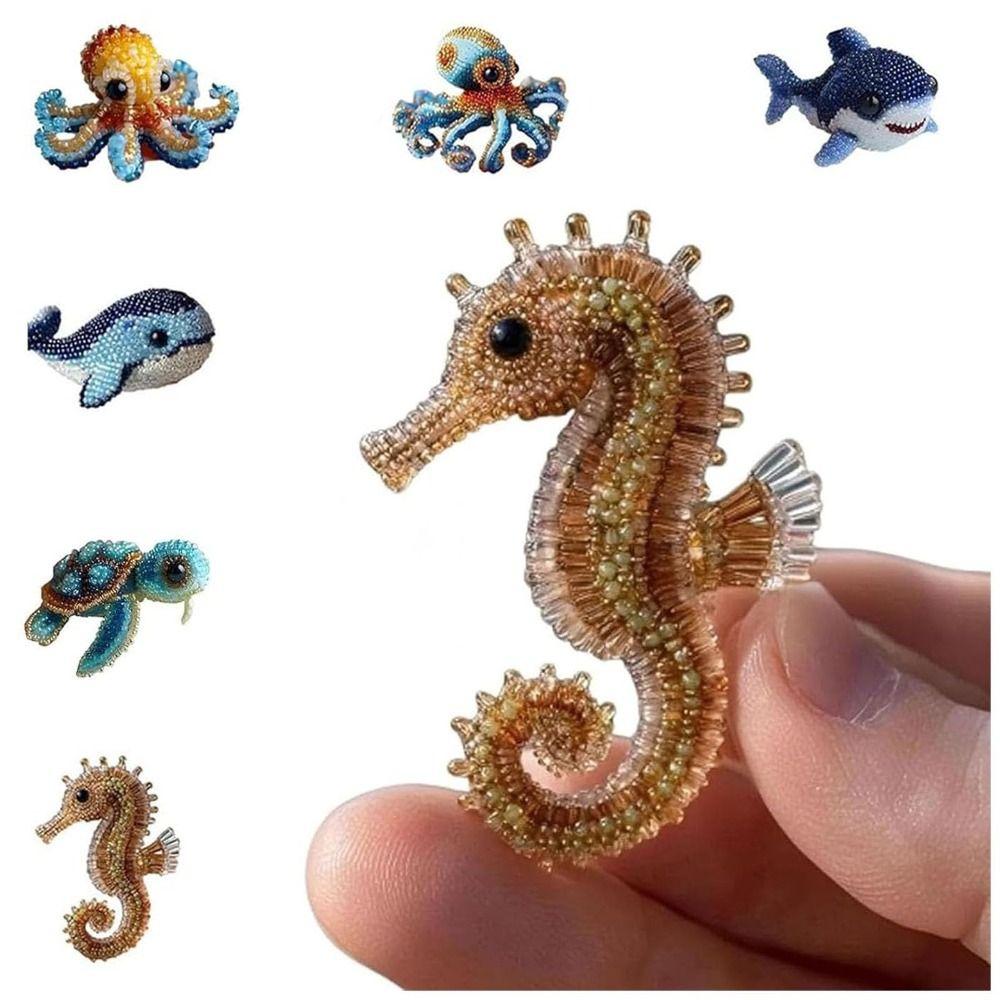 Animals Sea Creature Beaded Embroidery Kits Embroidery 3D Beadwork Craft Kit  for Craft Lovers