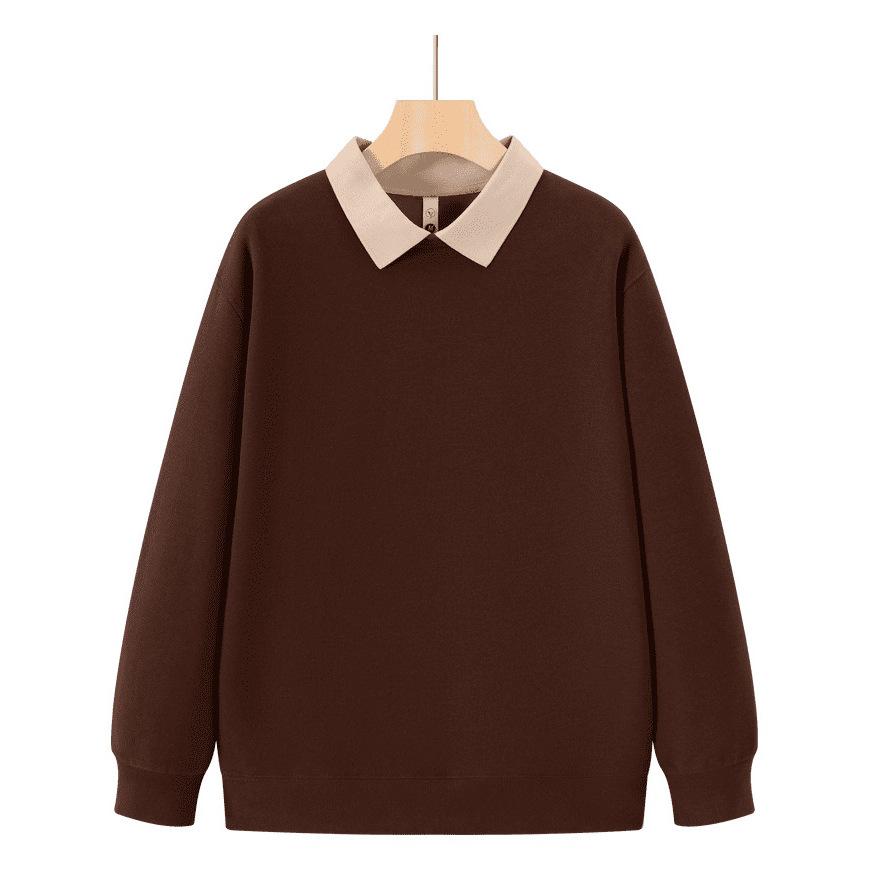 320g Cotton Color-blocked Lapel Sweatshirt Men's Spring and Autumn New Korean Version Loose Lotus Rotary Sleeve Sleeve Sleeve
