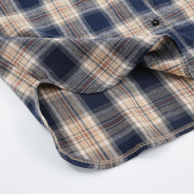 

Женская классическая рубашка в клетку с длинными рукавами в стиле ретро - повседневная, с универсальным дизайном лацканов на осень/зиму S