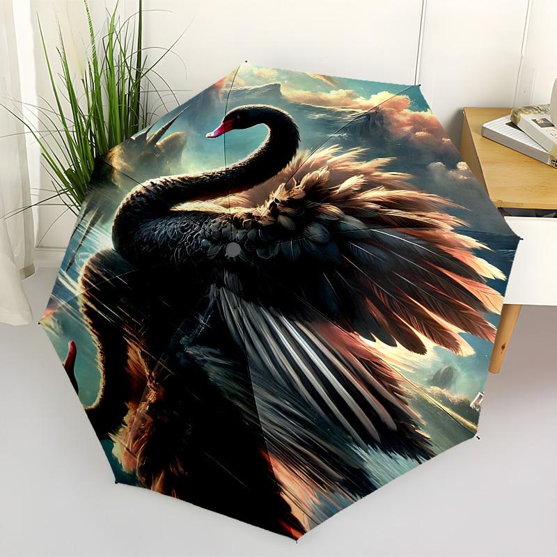 

1pc Black Swan Art Print Automatic Open/Close Umbrella, Folding Compact Umbrella with Lightweight Design for Women/Men yy251028177