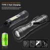 Portable LED Flashlight with Built-in Battery USB Rechargeable Flash Variable Focus Waterproof Lantern Outdoor Camping Torch