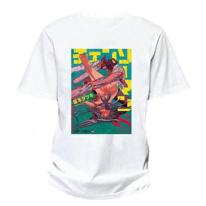 """2025 Sommer und Herbst Kettensägenmann Japanischer Manga bedrucktes T-Shirt lockeres Outdoor-Kurzarm-Oberteil für Herren und Damen."""