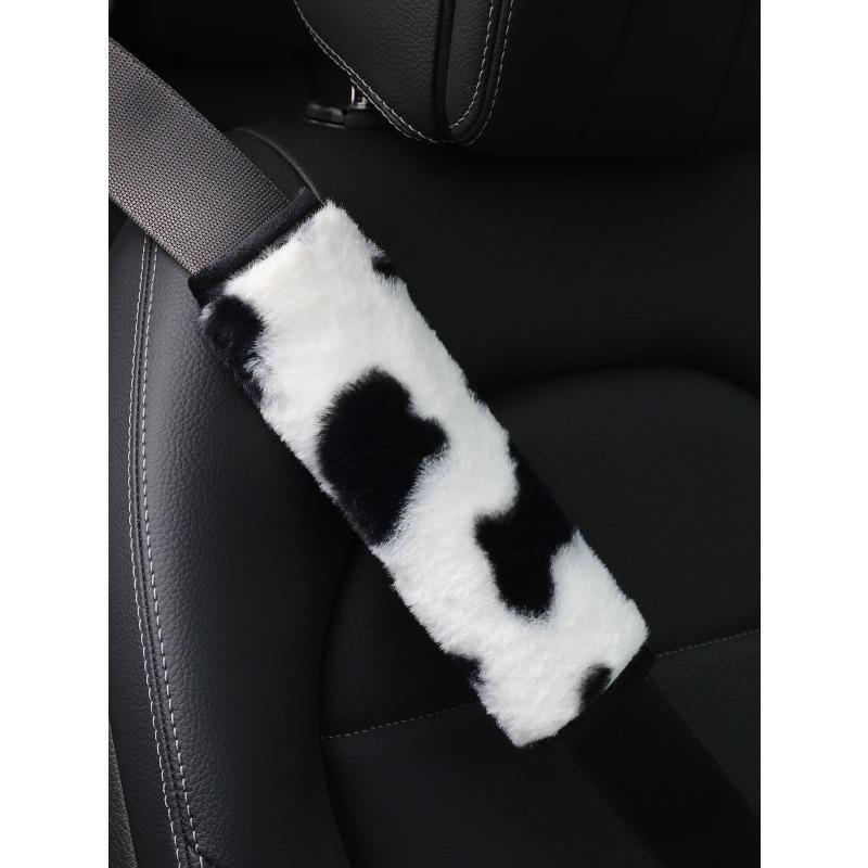 1pc Cow Plush Car Seat Belt Cover Shoulder Pad Decoration