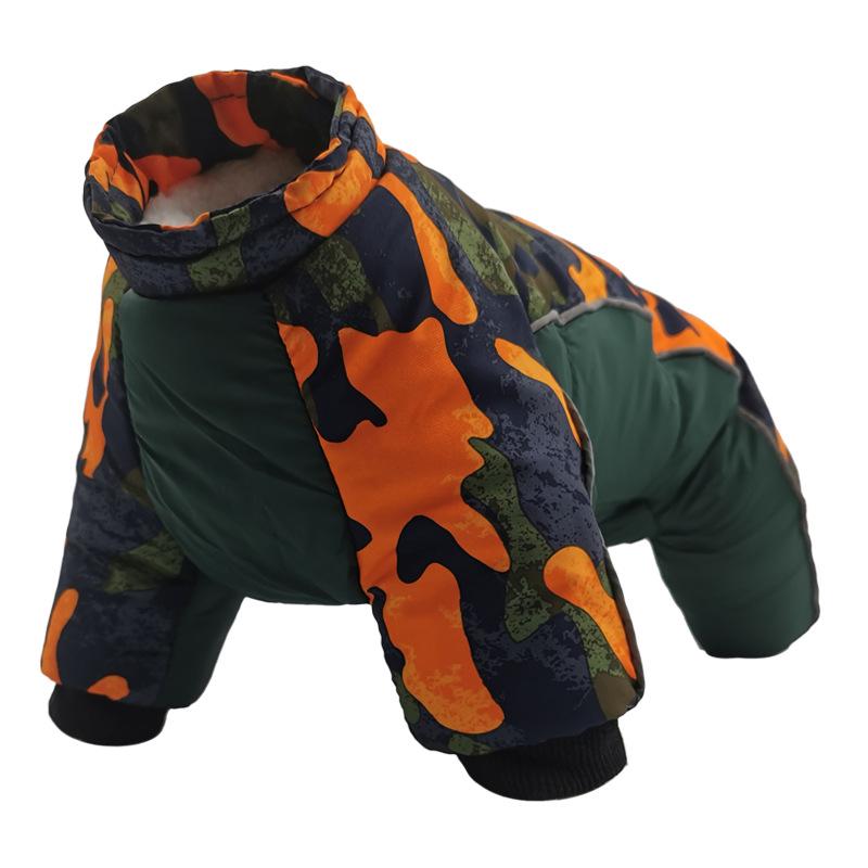 Camouflage Fleece-Lined Dog Coat: Warm, Thickened, Four-Legged Design for Autumn & Winter