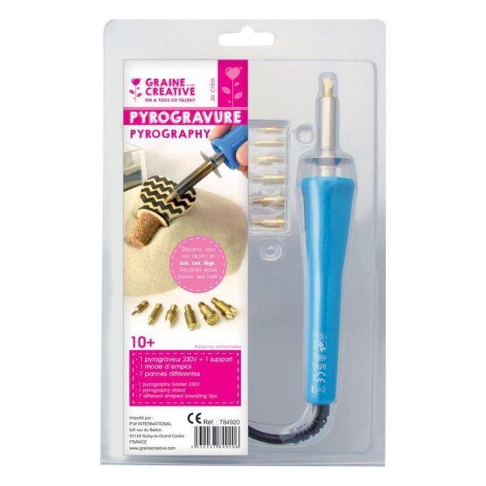 Kit Pyrogravure - GRAINE CREATIVE - Pyrograveur 230V - Électrique - Mixte - Accessoires inclus