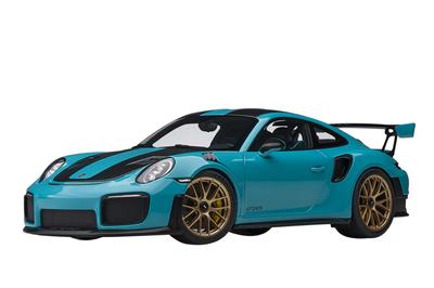 AUTOart Maßstab 1/18 Porsche 911 (991.2) GT2 RS Weissach-Paket Blau/Karbonschwarz Ausführung Modell 78175