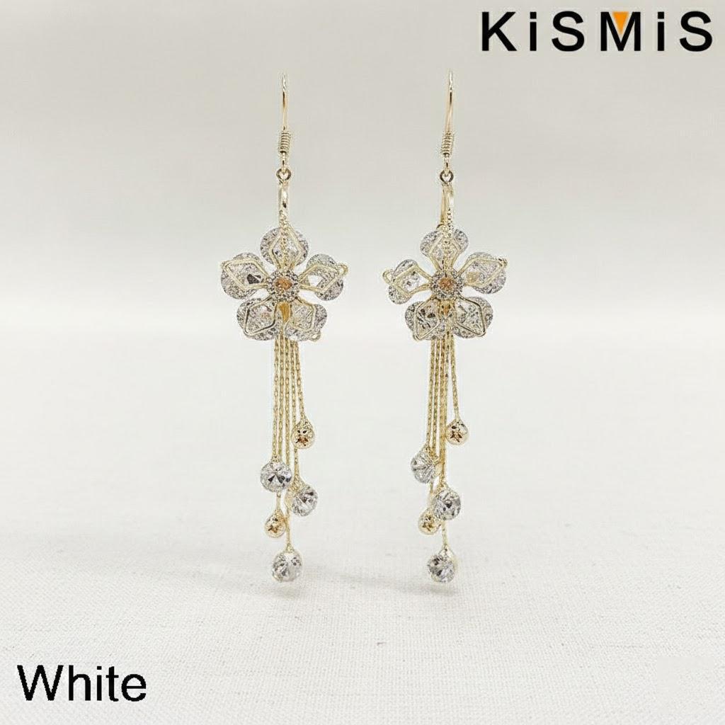 1Pair Fashion Super Flash Crystal Flower Earrings Trendy Jewelry for Women Elegant Dangle Ear Cuffs Party Accessories белый