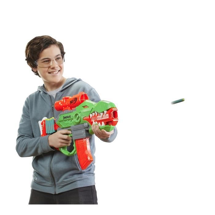 Nerf - dinosquad - blaster motorisé rex -rampage - chargeur 10 fléchettes - 20 fléchettes nerf - - apparence de tyrannosaure