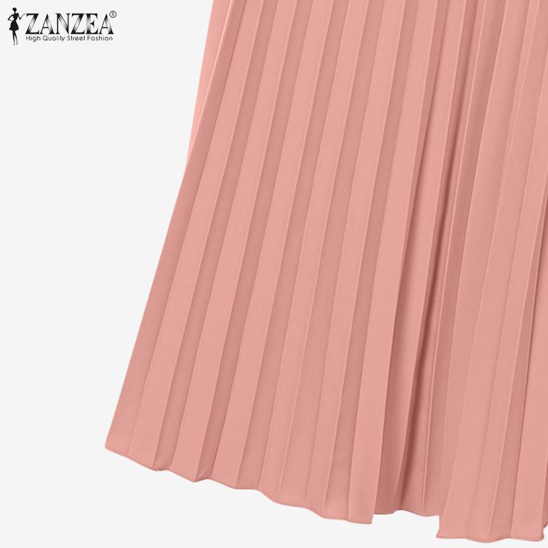 ZANZEA Blusa de Manga Larga para Mujer y Pantalones de Pierna Ancha Conjuntos Casuales de Dos Piezas