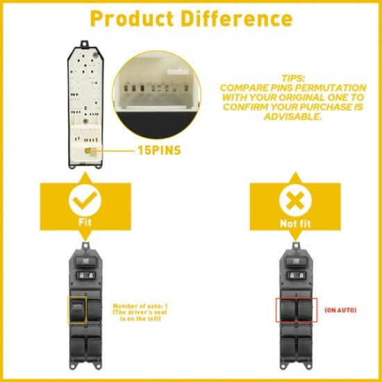 Power Master Window Switch For Matrix Toyota Camry Corolla LH Front Driver Side