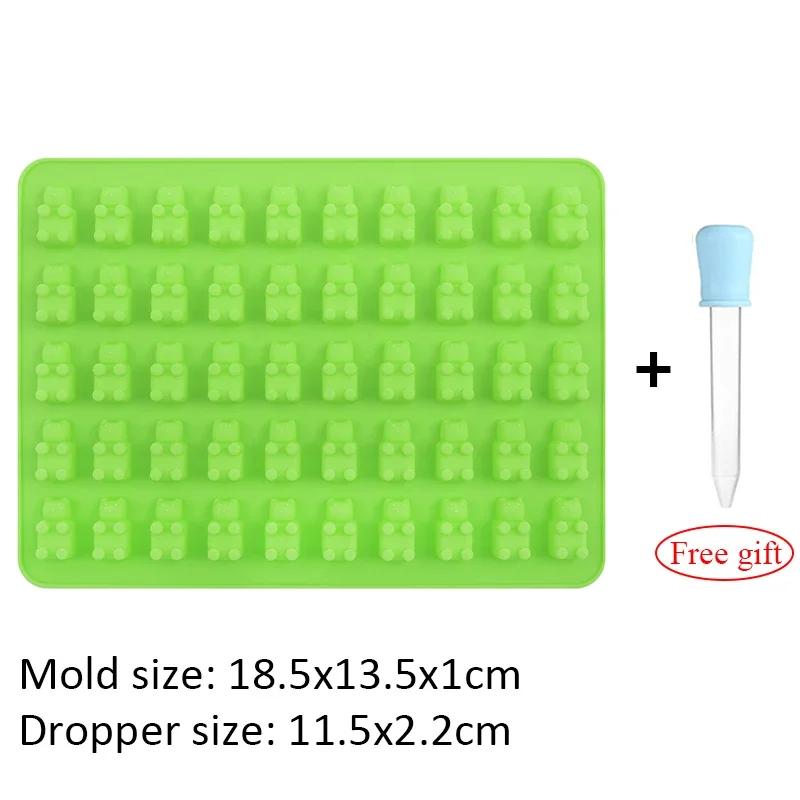 

50 сеток форма для желейных мишек силиконовая форма для желе милый медведь с капельницей конфеты шоколадные помадные формы инструменты для самостоятельного украшения выпечки зелёный