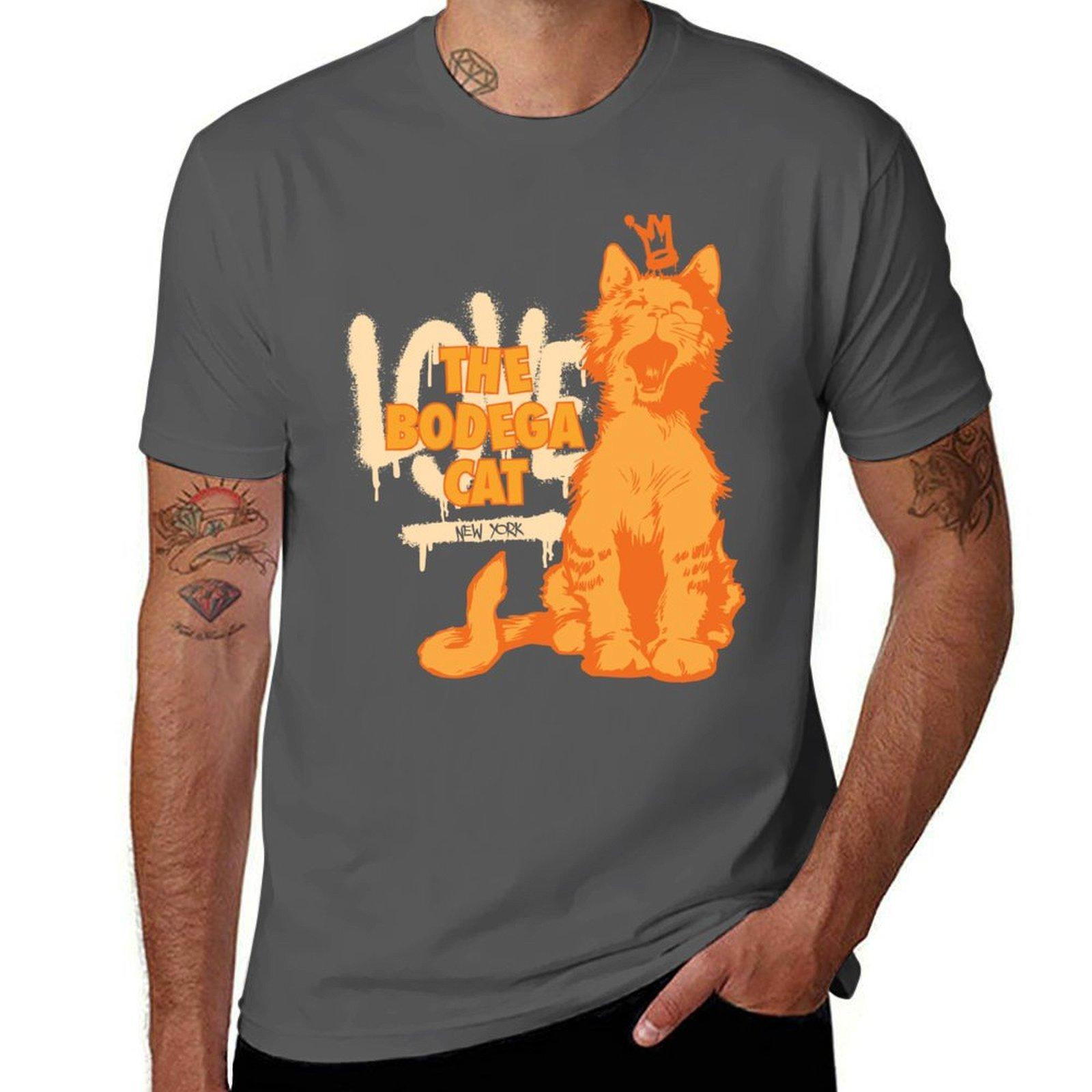 

BODEGA ORANGE CAT# 8 T-Shirt t shirts for man pack white black cotton t-shirt plain for man package T-Shirt 4XL