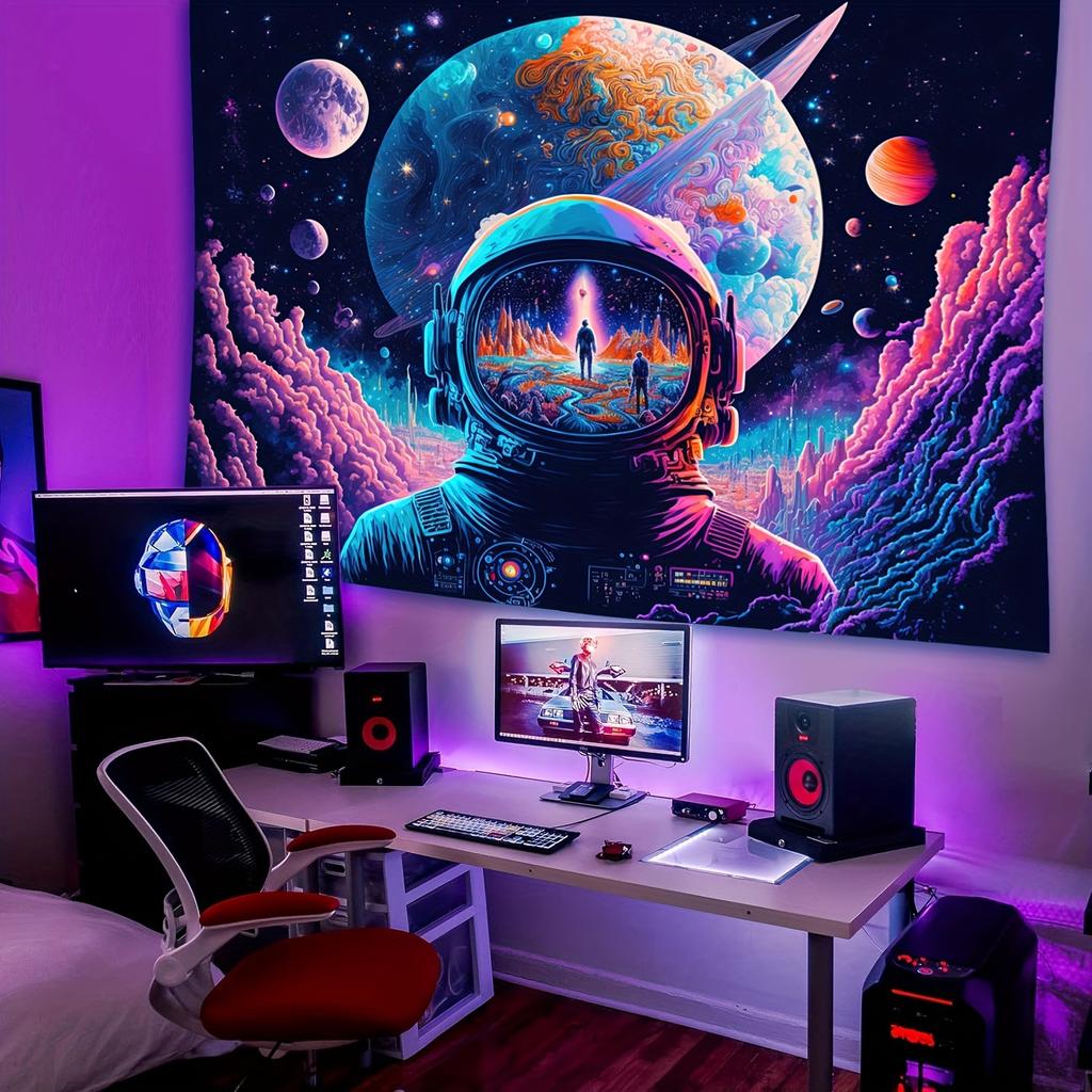 VIKAMA Cosmic Tapestry Cyberpunk Starry Night Wall Decoration Gaming Room Wall Decoration Fantasy Neon Space Modern Home Decora