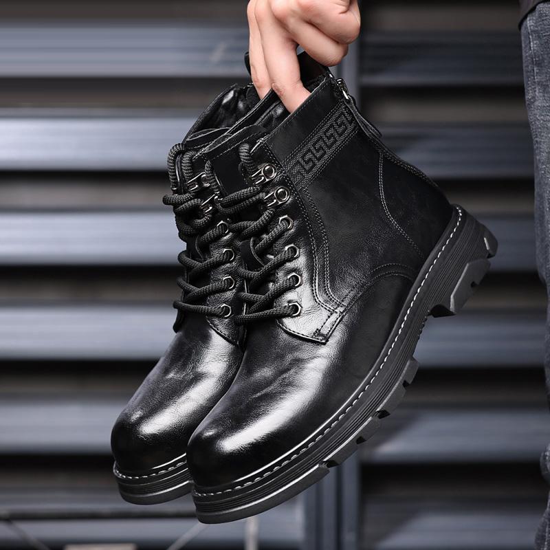 Fashion Men Comfortable Walking Boot 2024 Men's High-top Fashion Shoes New Motorcycle and Ankle Boots Waterproof Boots Men Leather Shoes