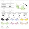 1PC Rimless Dragonfly Wing Sunglasses Vintage Clear Gradient Ocean Lens Sun Glasses Shades UV400 Fashion Party Accessories