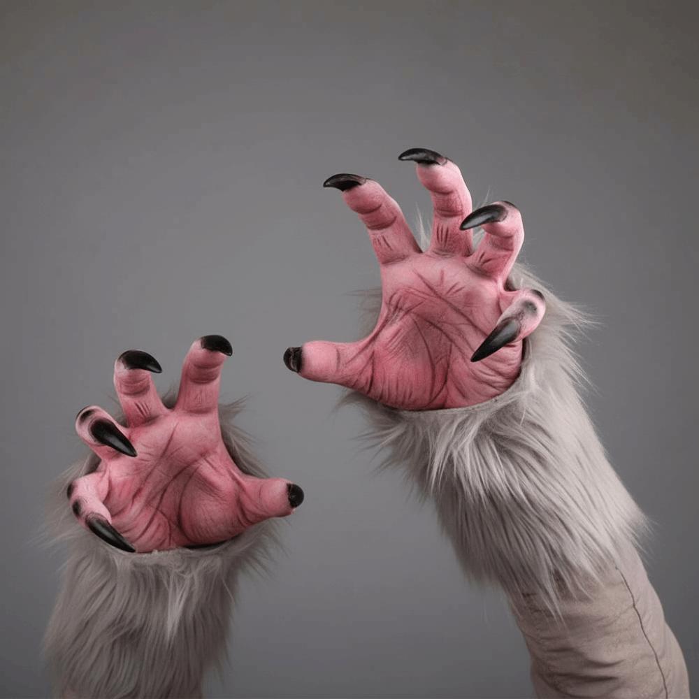 Creepy Beast Claws Latex Werewolf Hands Party Props Cosplay Mittens Performance