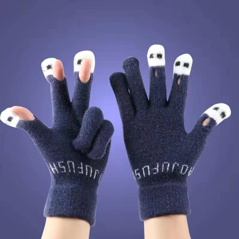 Korean Style Winter Touchscreen Knitted Gloves - Cute, Warm, Cold-Proof for Female Students & Cycling