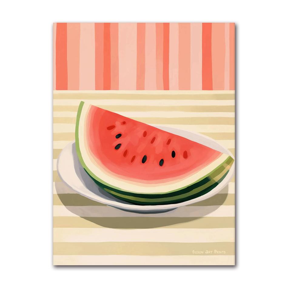 Minimalist Modern Abstract Fruit Poster Print Orange Peaches Strawberry Tomato Lemon Fig Canvas Painting Wall Art Home Decor