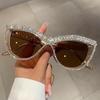 Stylish Cat Eye Sunglasses with Rhinestones 2026 New Women Shades Ins Trendy Vintage Handmade Brand Designer Eyewear