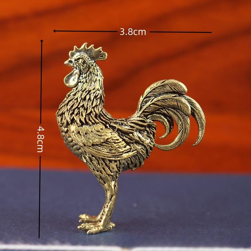 Creative Rooster Ornament Pure Brass Rooster Figurine Intricate Animal Brass Home Decor Office Gift Table Ornament