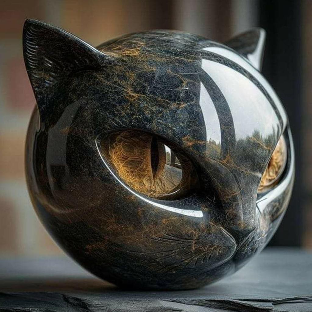 Luxury Black Cats Stone Sculpture,Elegant Home Décor & Gift-Ready Art Piece, Gifts For Cat Lovers Women Men