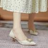 2025 New Baotou Sandals Women's Middle Heel Summer Pointed Thin Heel Fairy Wind Small High Heel Fashion Hollow Single Shoes