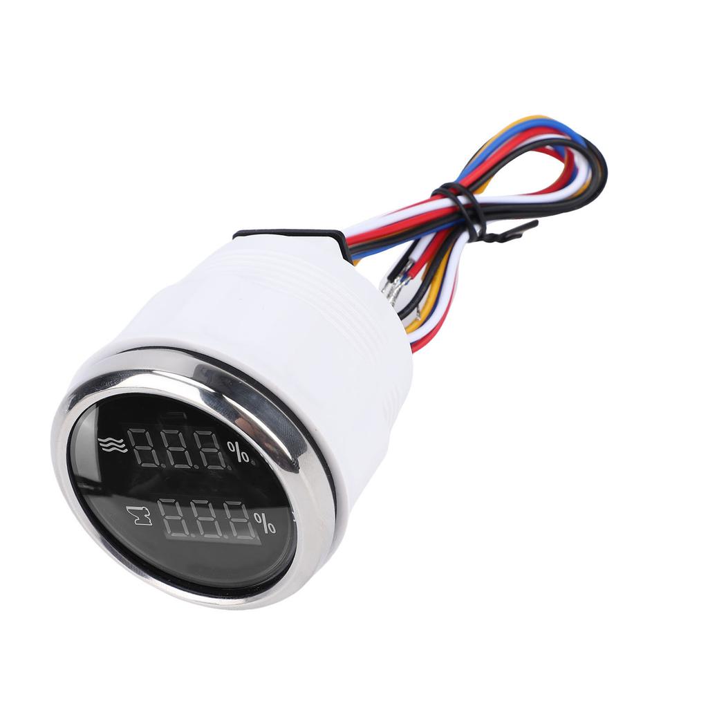 52mm 2 In 1 Digital Water Level Sewage Gauge Multi Function with White Backlight for RVs Trucks Boat Yachts Black Dial