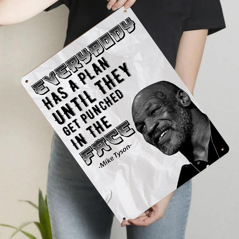 Mike Tyson Quote Metal Wall Art Inspirational Boxing Decor for Home Gym Office 20x30cm（7.8x11.8inch）