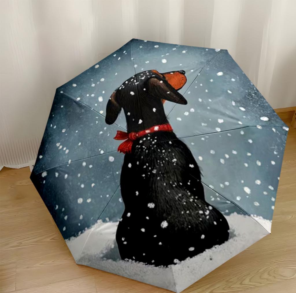 Dachshunds And Floral Delight Automatic Umbrella Folding Umbrella with 8 Ribs Lightweight for Women/Men Fashion Lovers Best for Christmas