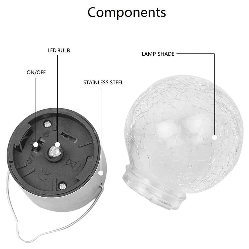Solar LED Glass Ball Pendant Light Crackle Globe Hanging Lamp 7 Color Changing 2 Pack