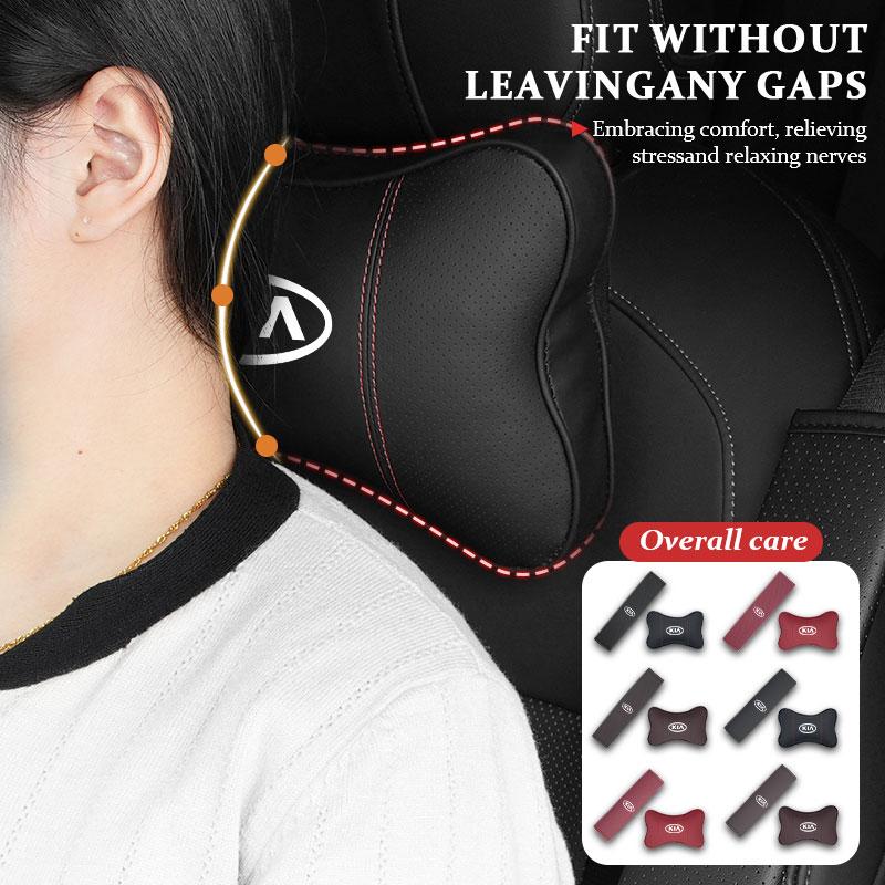 AAOI1 Car Leather Headrest Neck Pillow Seatbelt Shoulder Protection Pad Accessories For KIA K5 K2 Rio Optima Sportage Venga Sorento