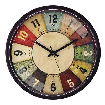 12-inch Plastic & Glass Analog Wall Clock - Classic Roulette (Silent Movement, Black Frame)