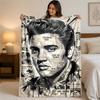 Elvis Presley Print Flannel Blanket Cozy Warm Plush Throw Blanket For Bed Sofa Couch Indoor Household Use