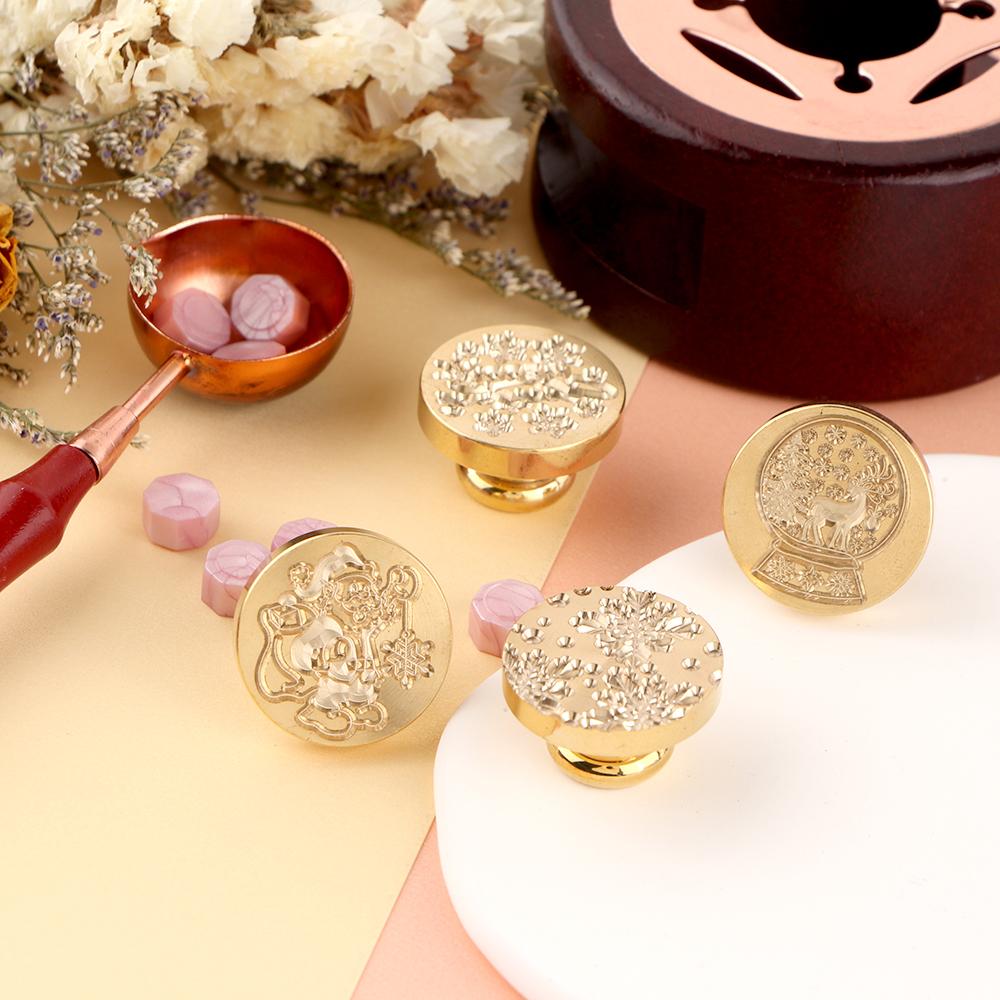 Weihnachtskollektion Wachssiegelstempel Elch Lebkuchenmann Geschenke Wachssiegelstempel Abnehmbare Messingköpfe Siegelstempel Einladung