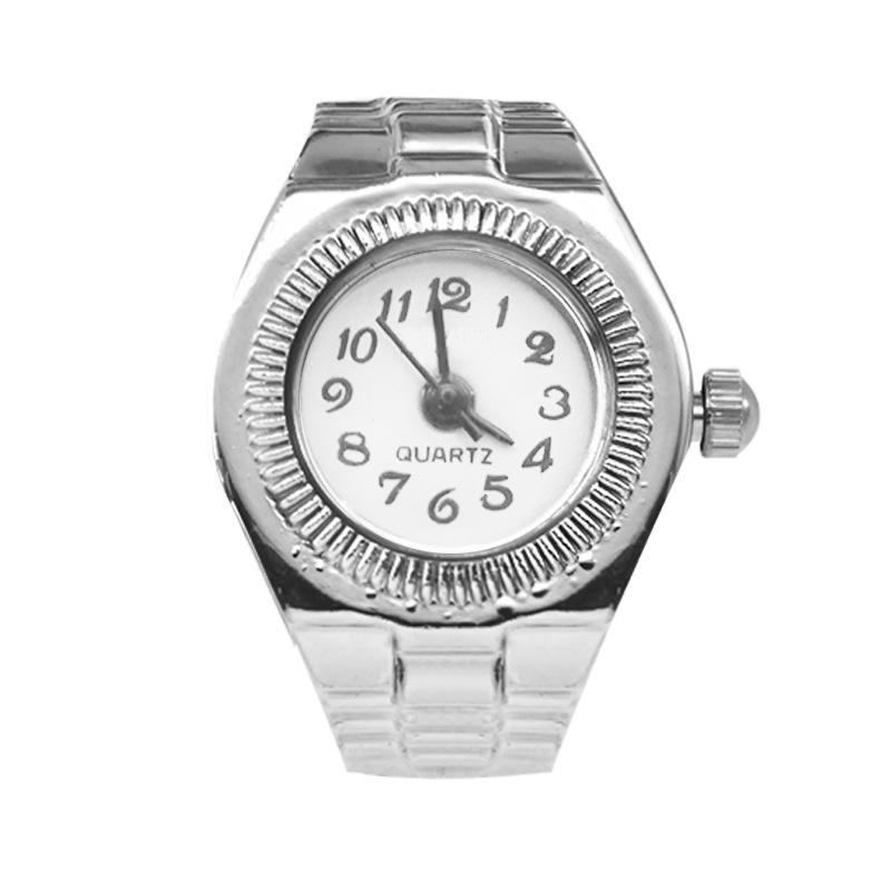 

Ретро Земляной Диско Кварцевые Часы-Кольцо - Унисекс Очаровательный Дизайн с Полной Бриллиантовой Отделкой Silver White