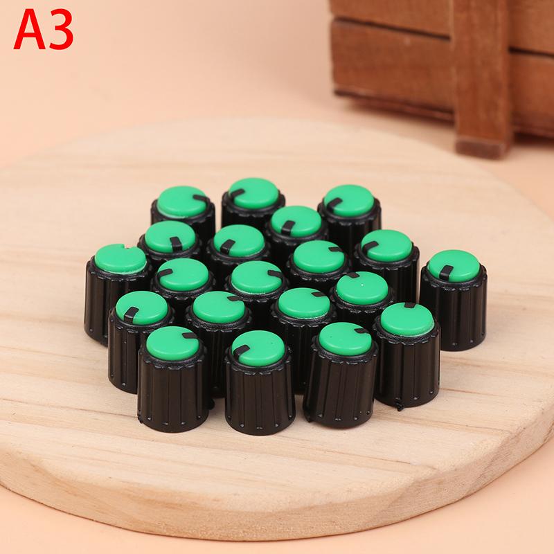 20Pcs Dual Color Knob 10X12Mm Small Volume Adjustment Hat Flower Shaft Hole 6Mm Potentiometer Volume Switch Caps Control Knob