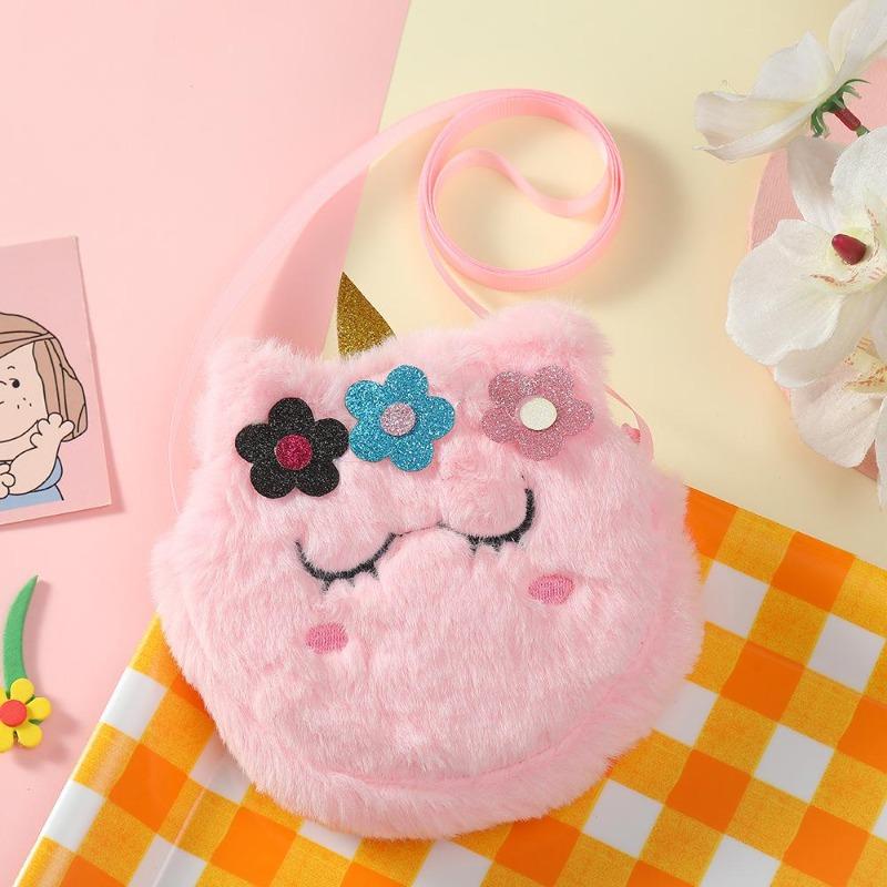 Fashion Children Girls Shoulder Bag Cute  Animals Messenger Bag Kids Keys Coin Purse Cute Princess Mini Handbag Plush Toy