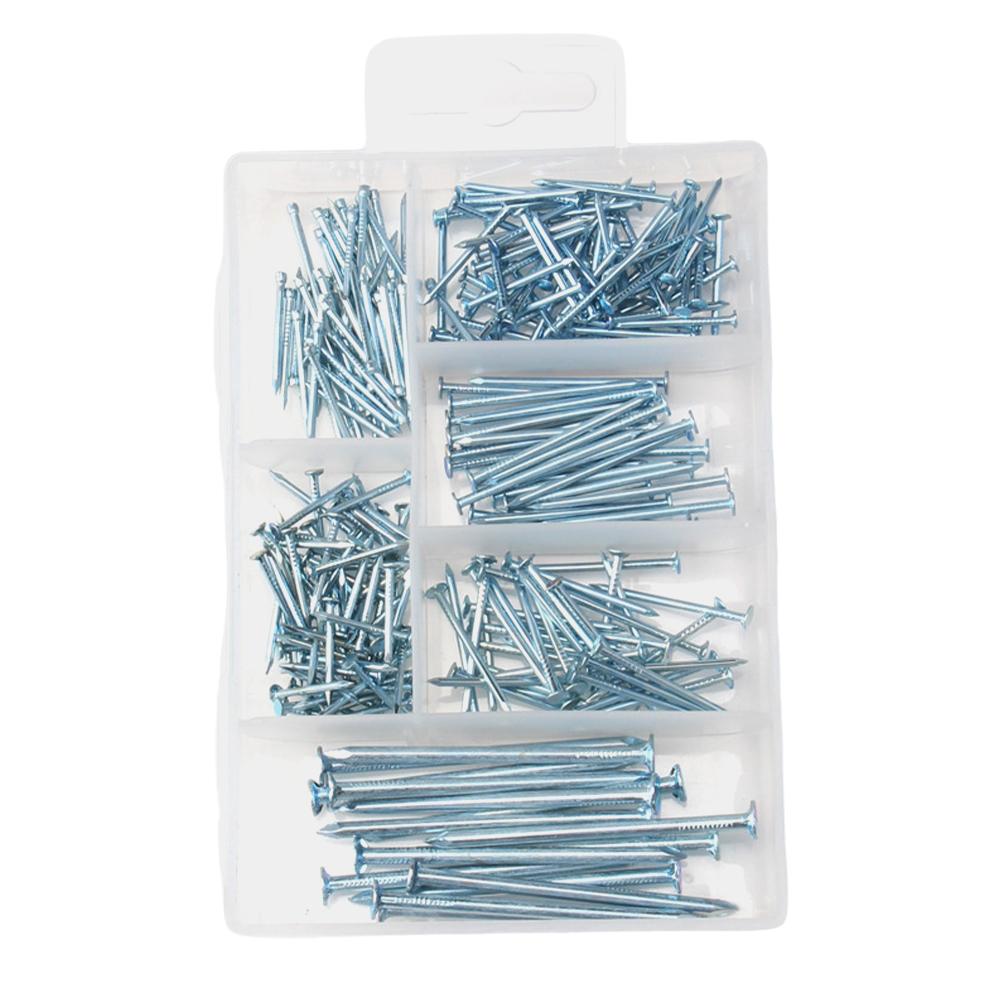 280pcs Nails Set Iron Round Nails Woodworking Accssories  240 PCS Assortment Nails Brad Nails Round Nail Set Kit (Silver)