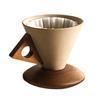 Yousheng Kreativní kuželový hrnek na kávu s ergonomickou rukojetí, masivní dřevěný podtácek, vysokoteplotní 250ml keramický zúžený hrnek na espresso latte stylový