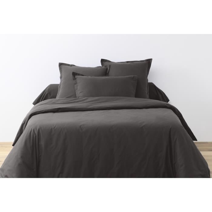 2 Taies D'oreiller Uni 63 X 63 Cm Passion Anthracite