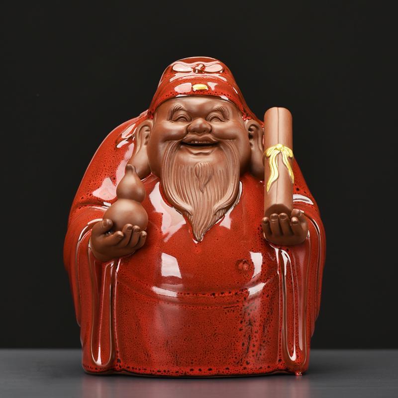 Ceramics Fu-Lu-Changshou Star Sculpture Chinese God of Wealth Home Office Decor Feng Shui Wealth Luck Symbol statue of a figure