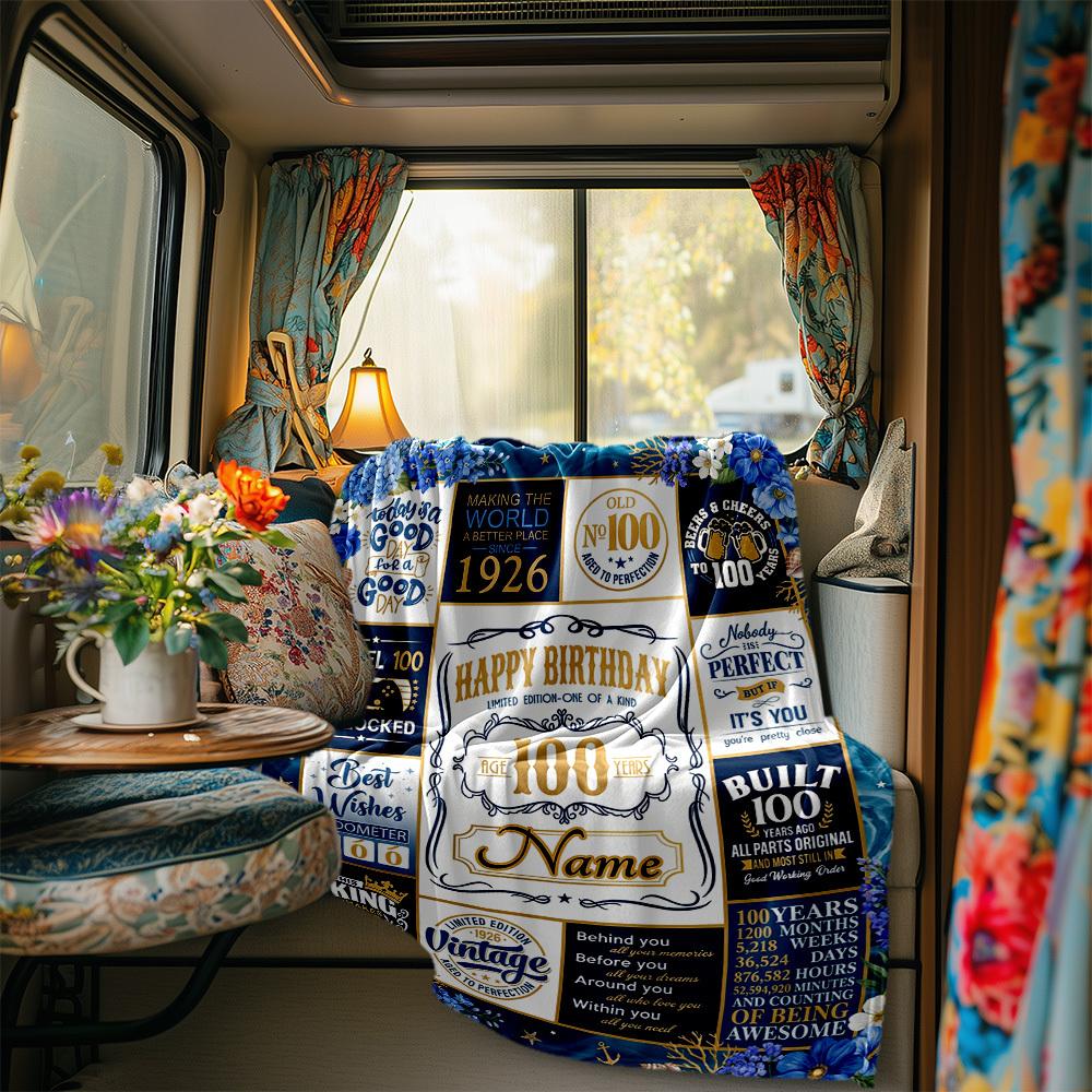 Vintage Anniversary Celebration Blanket Durable Comfort For Sofa Couch Office Bed Picnics Ideal For All Seasons Stylish Decor Perfect Gift For