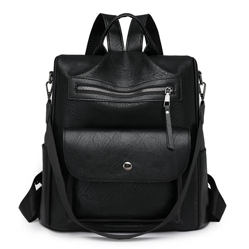 Large Capacity Travel Bag Women's Soft Leather Backpack Retro Commuter Backpack