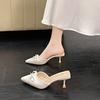 2025 Chinese New Year temperament versatile women's shoes pointed head shallow mouth stiletto high heel bag head drag outer wear fashion sandals 