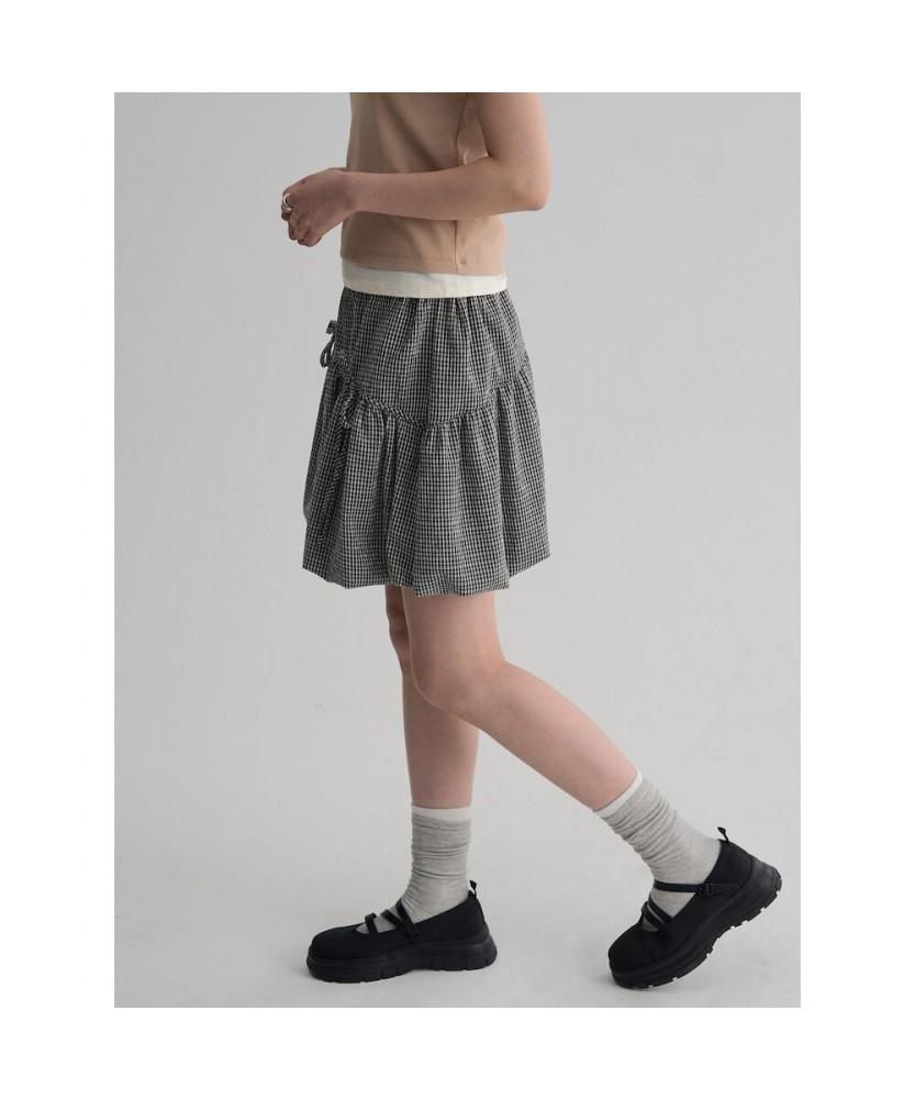 8seconds Check Ribbon Balloon Mini Skirt Black
