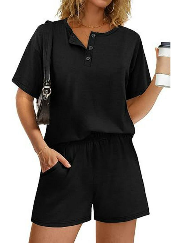 2026 Women's Casual Cotton Fashion Set: Round Neck T-shirt & Elastic Waist Shorts