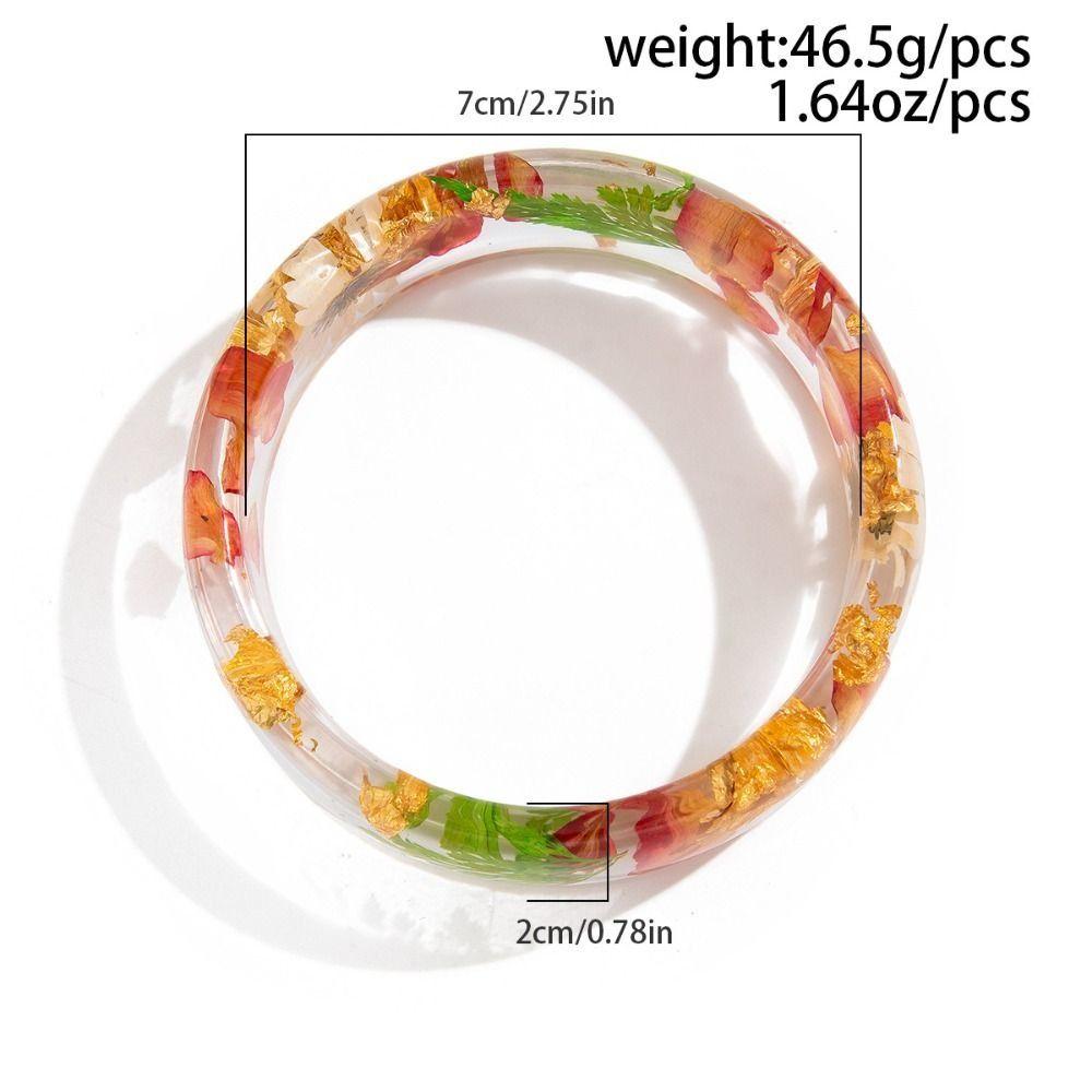 Resin Acrylic Bangle Bohemian Big Cuff Bangle Unique Natural Dried Flower Bracelet  Girls