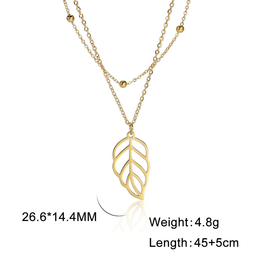 Cazador Leaf Pendant Double Chain Necklaces for Women Fashion Stainless Steel Necklaces Jewelry 2026 Birthday Gift New Wholesale