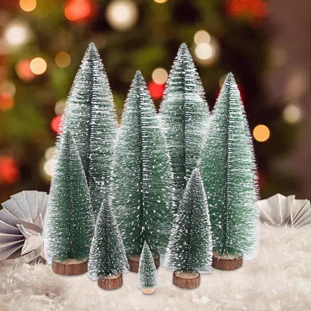 Christmas Decorations Dipped In White Cedar, Mini Christmas Tree with Pine Needles, Plush Christmas Tree, Creative Desktop Decoration
