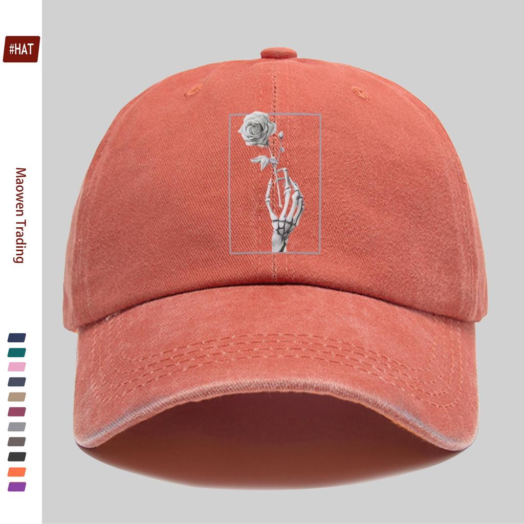 Pc Skull Hand And Rose Print Baseball Cap Trucker Sun Hat Comfortable Lightweight Papa Hat Dad Mom Beach Party Decor Hat St